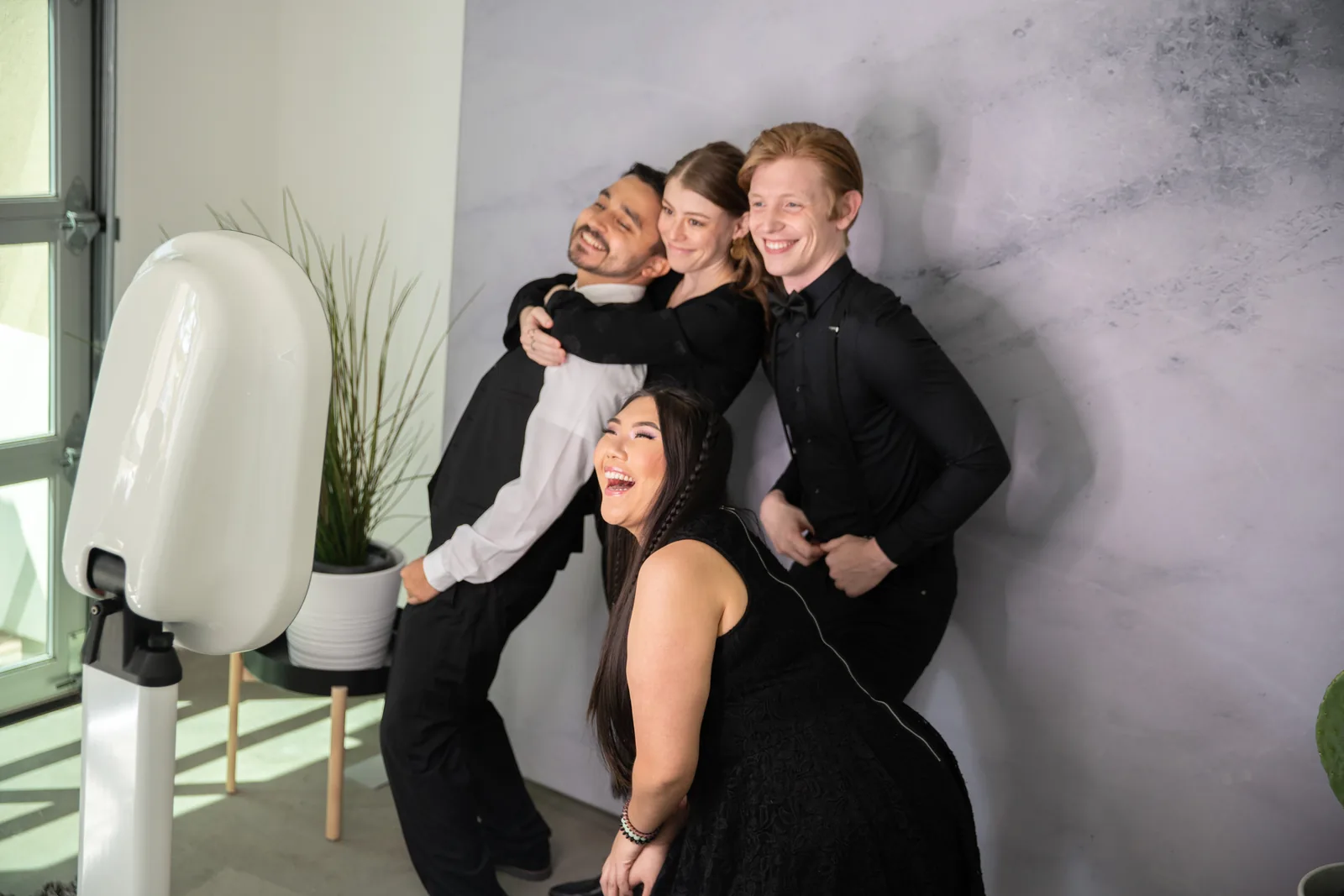 Guests at the open-air photo booth